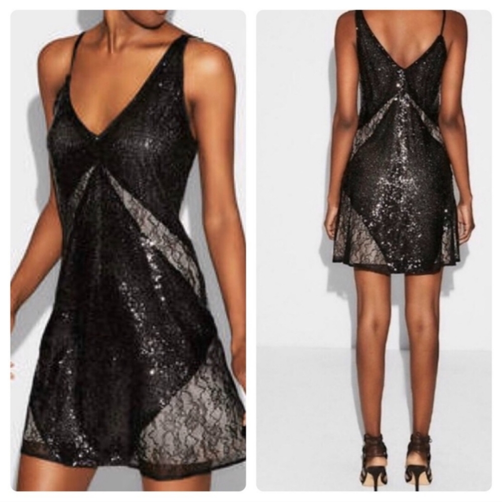 Express Sequin Lace Shift Cami Dress